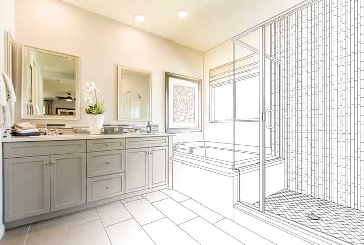 Custom master bathtub installation drawing for Glendale, California homeowners